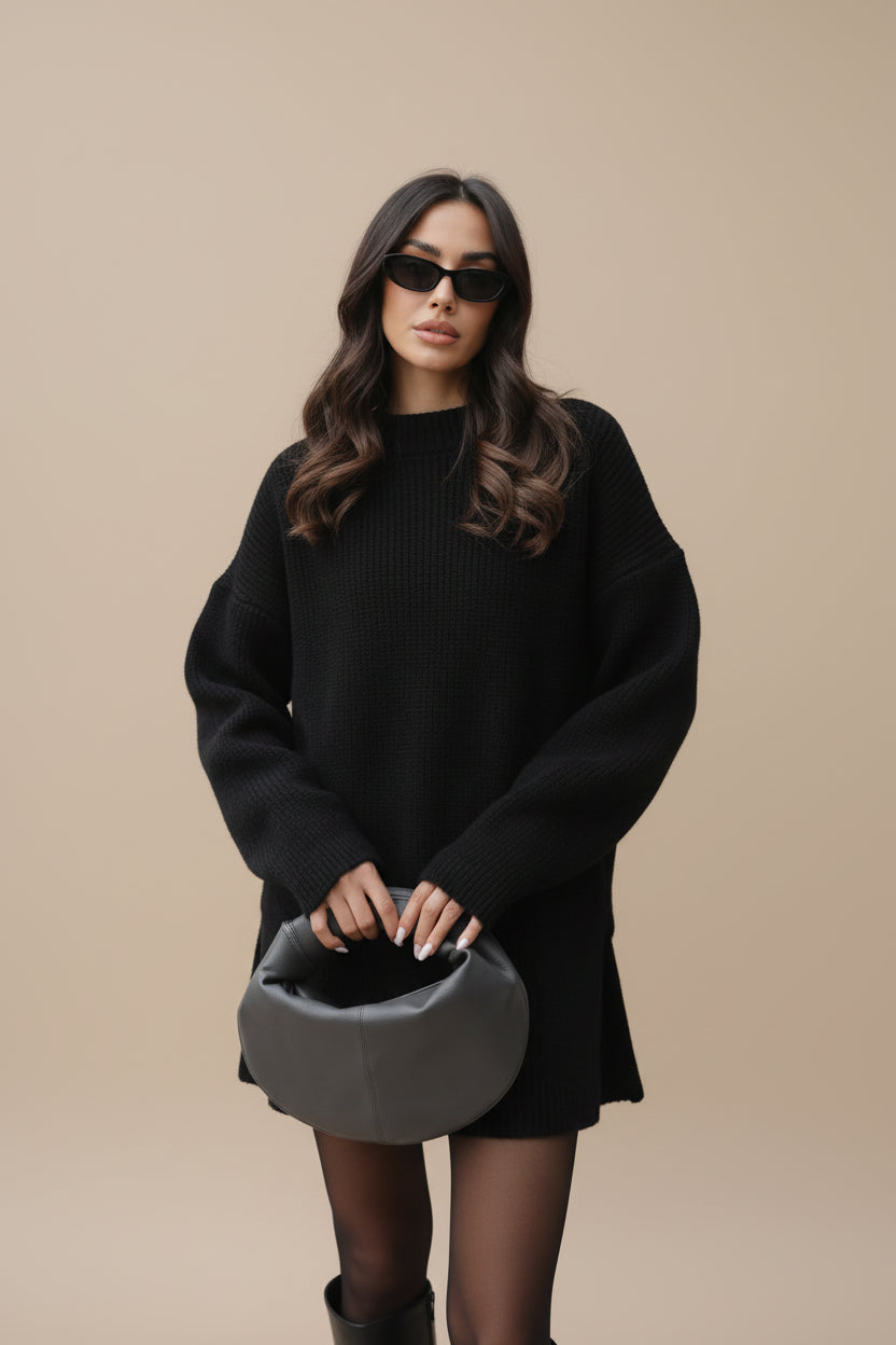 סט שני חלקים סרוג חולצת אובר סייז וחצאית מיני - יעלה