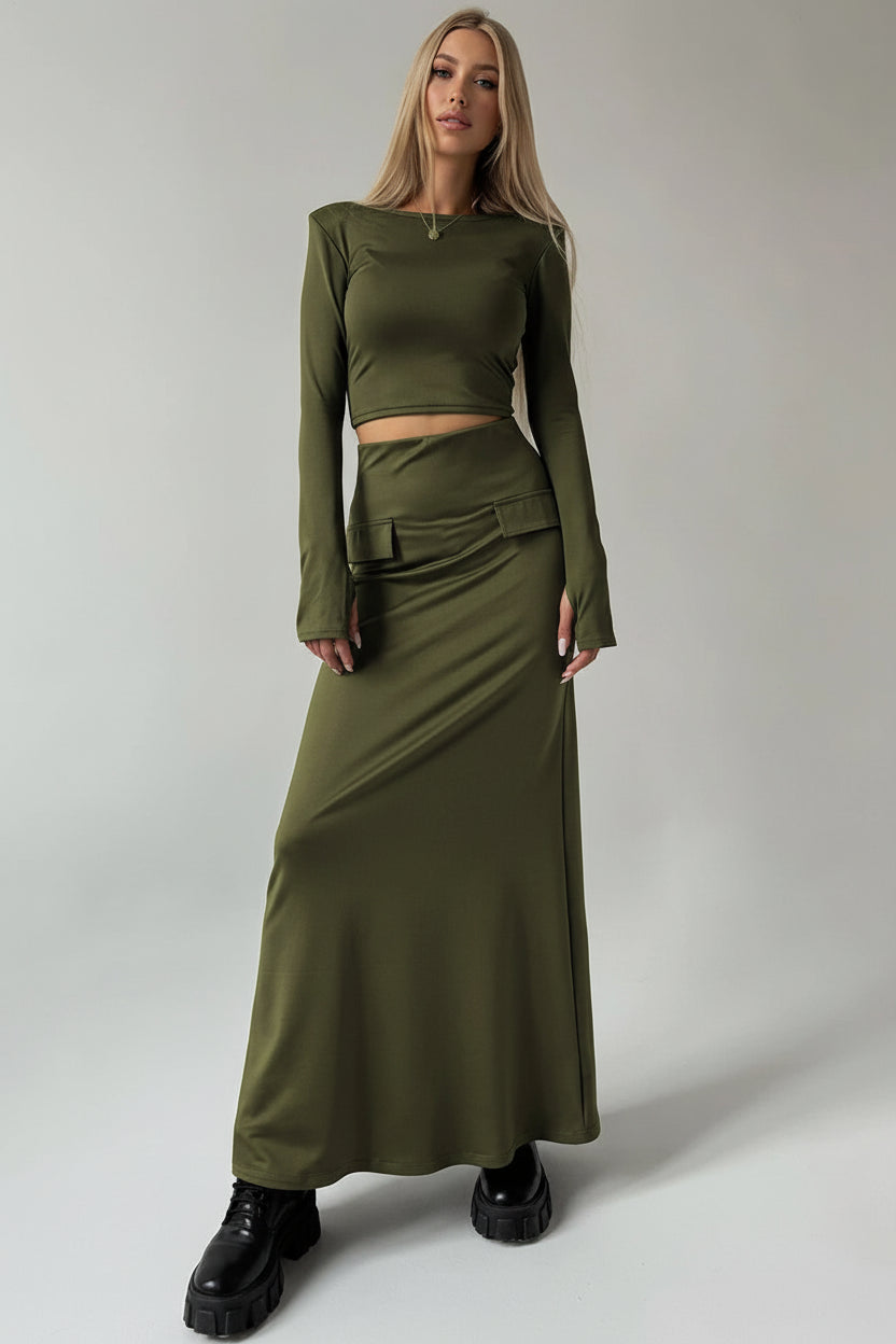 סט שני חלקים טופ וחצאית מקסי - באדי