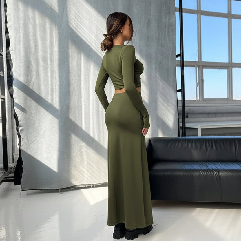 סט שני חלקים טופ וחצאית מקסי - באדי