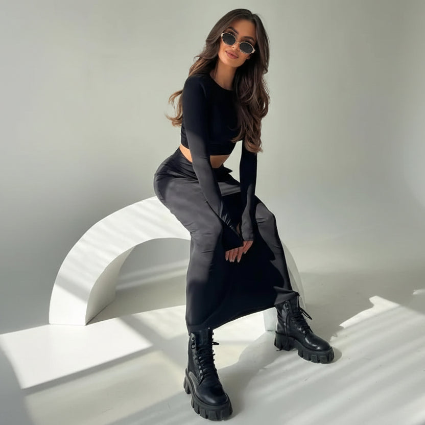 סט שני חלקים טופ וחצאית מקסי - באדי