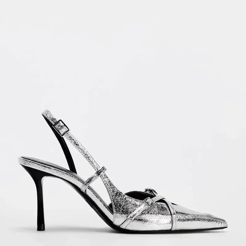 Terry נעלי עקב כסף אלגנטיות