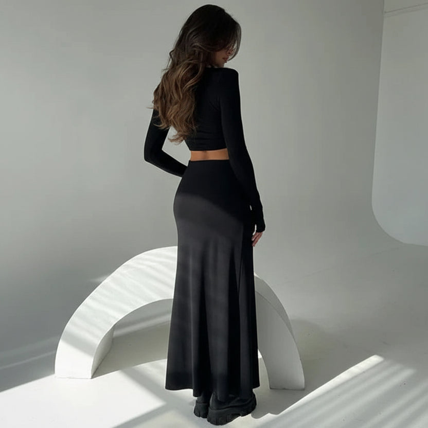 סט שני חלקים טופ וחצאית מקסי - באדי