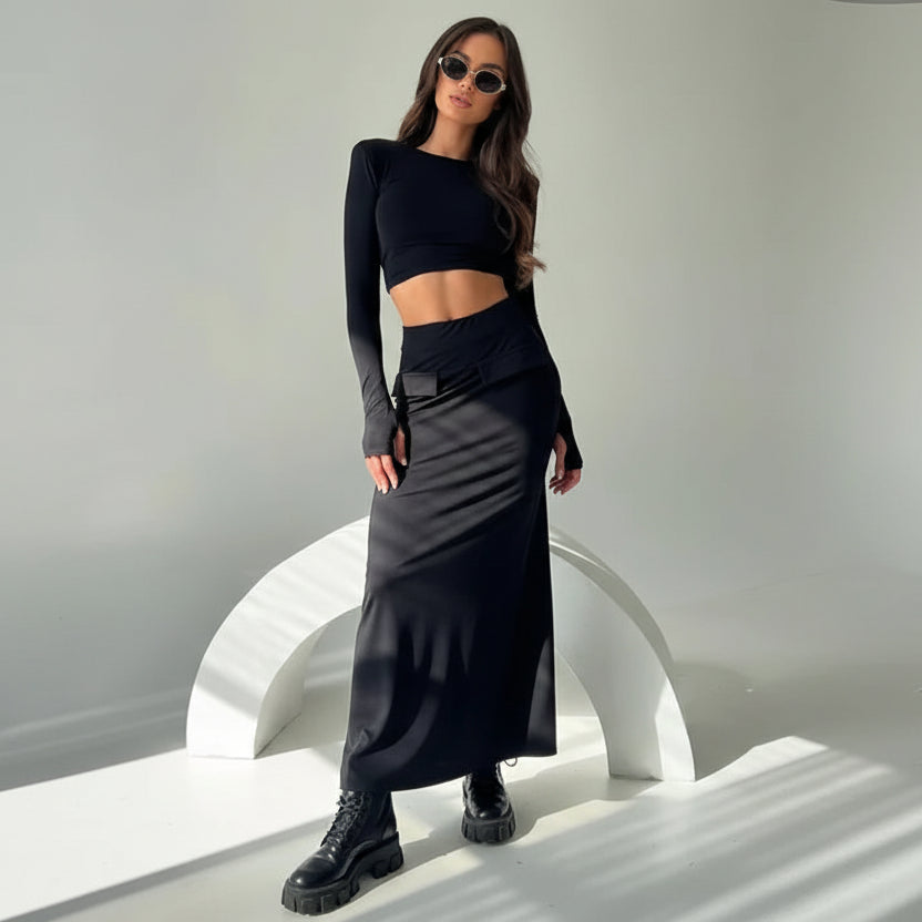 סט שני חלקים טופ וחצאית מקסי - באדי